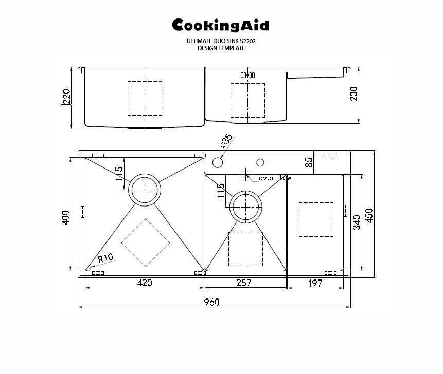 CookingAid Ultimate Duo Sink S2202 Design Template