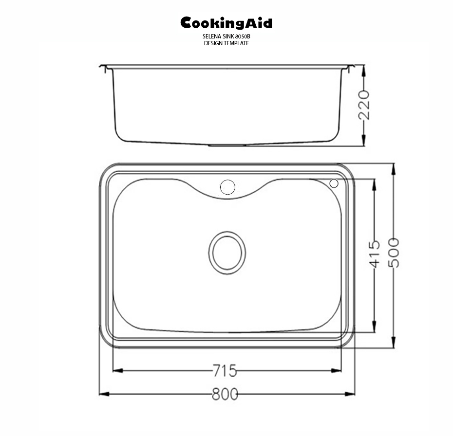 CookingAid Selena sink 8050B Design Template