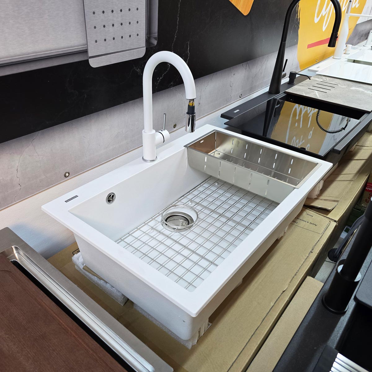 Chiuveta-Bucatarie-Granit-CookingAid-Cube-ON7610-Alba-Polar-White-baterie-Indiana