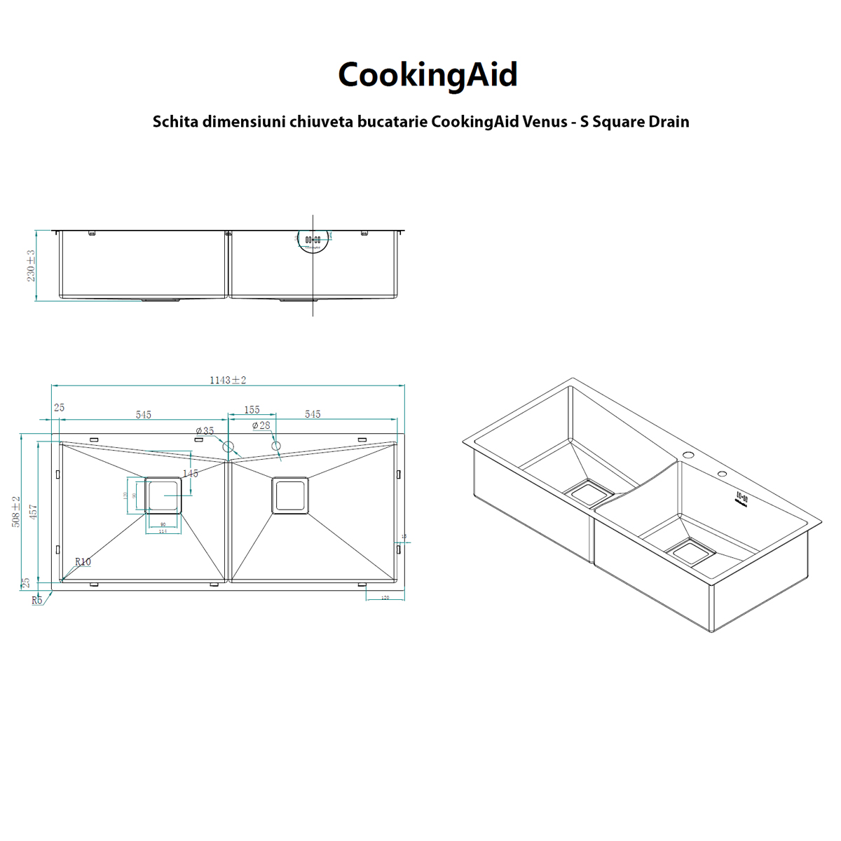 Schita-dimensiuni-chiuveta-de-bucatarie-inox-CookingAid-Venus-Square-Drain
