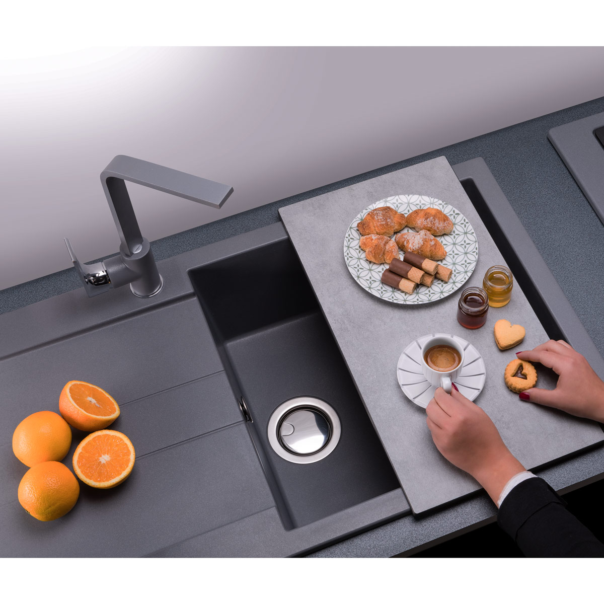 Chiuveta-bucatarie-granit-CookingAid-Amanda-AM9910-black-metal-quartz-2