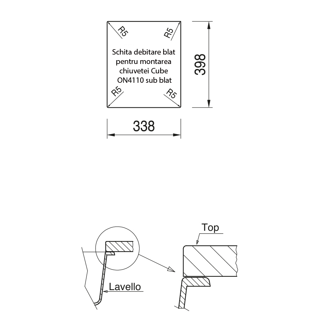 Schita-debitare-blat-pentru-montarea-chiuvetei-Cube-ON4110-sub-blat