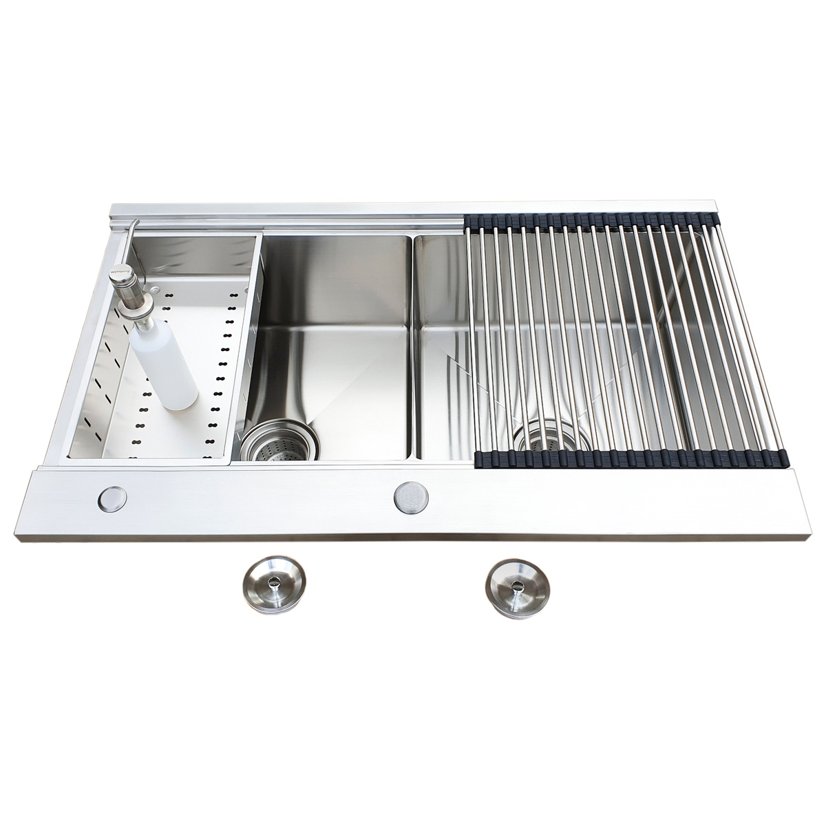 Chiuveta-bucatarie-inox-CookingAid-Kinga-Steel-cu-tocatoare-sticla-neagra-8