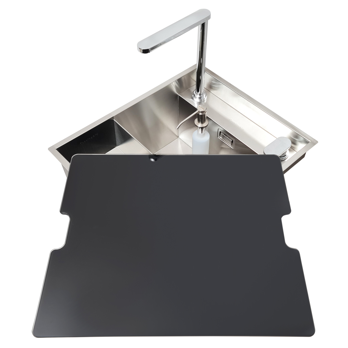 Set-chiuveta-bucatarie-inox-CookingAid-Invisible-Deep-cu-capac-sticla-si-baterie-telescopica-5