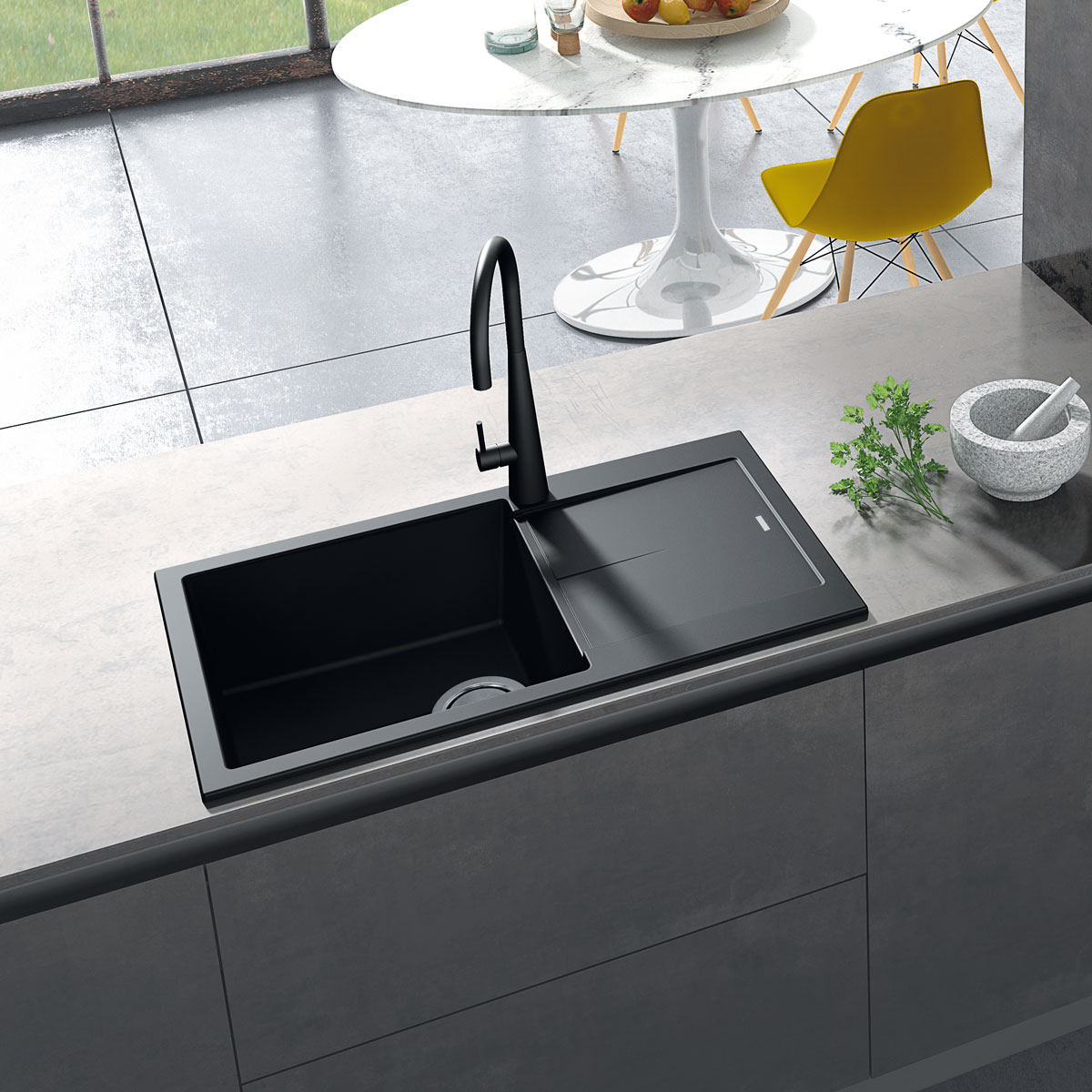 Chiuveta-Bucatarie-granit-CookingAid-Infiniti-NF8610-Metal-Quartz-Neagra-1