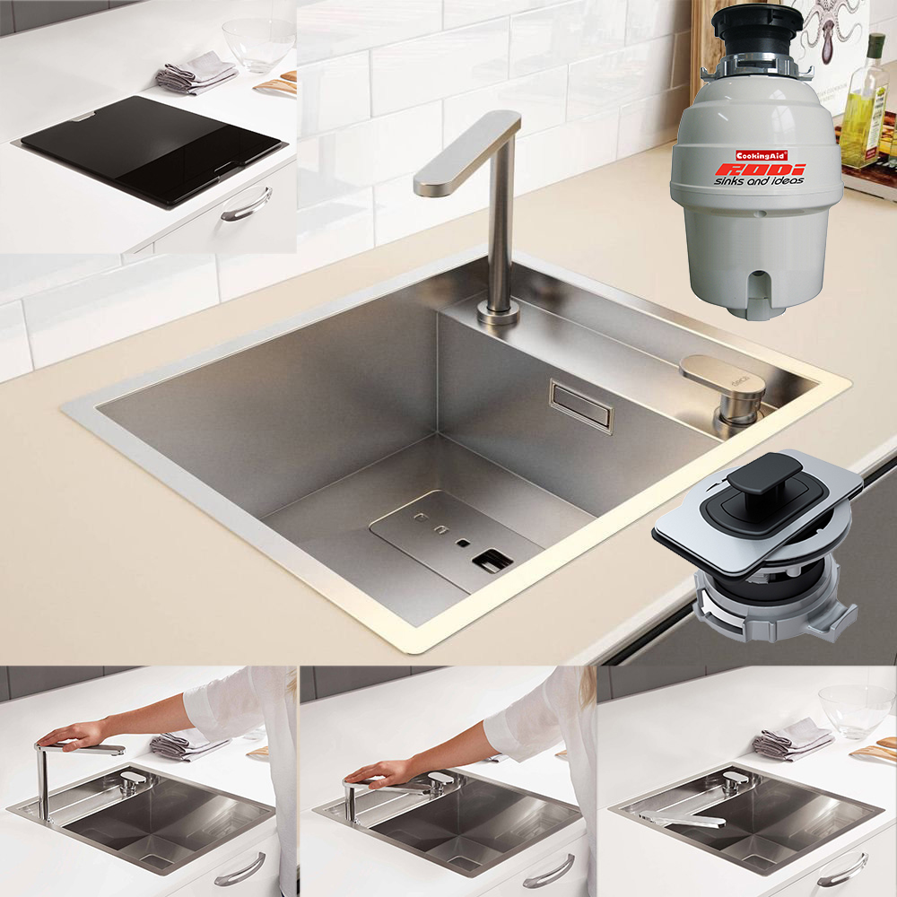 Chiuveta-Bucatarie-inox-CookingAid-Invisible-40R-baterie-retractabila-si-tocator-resturi-alimentare