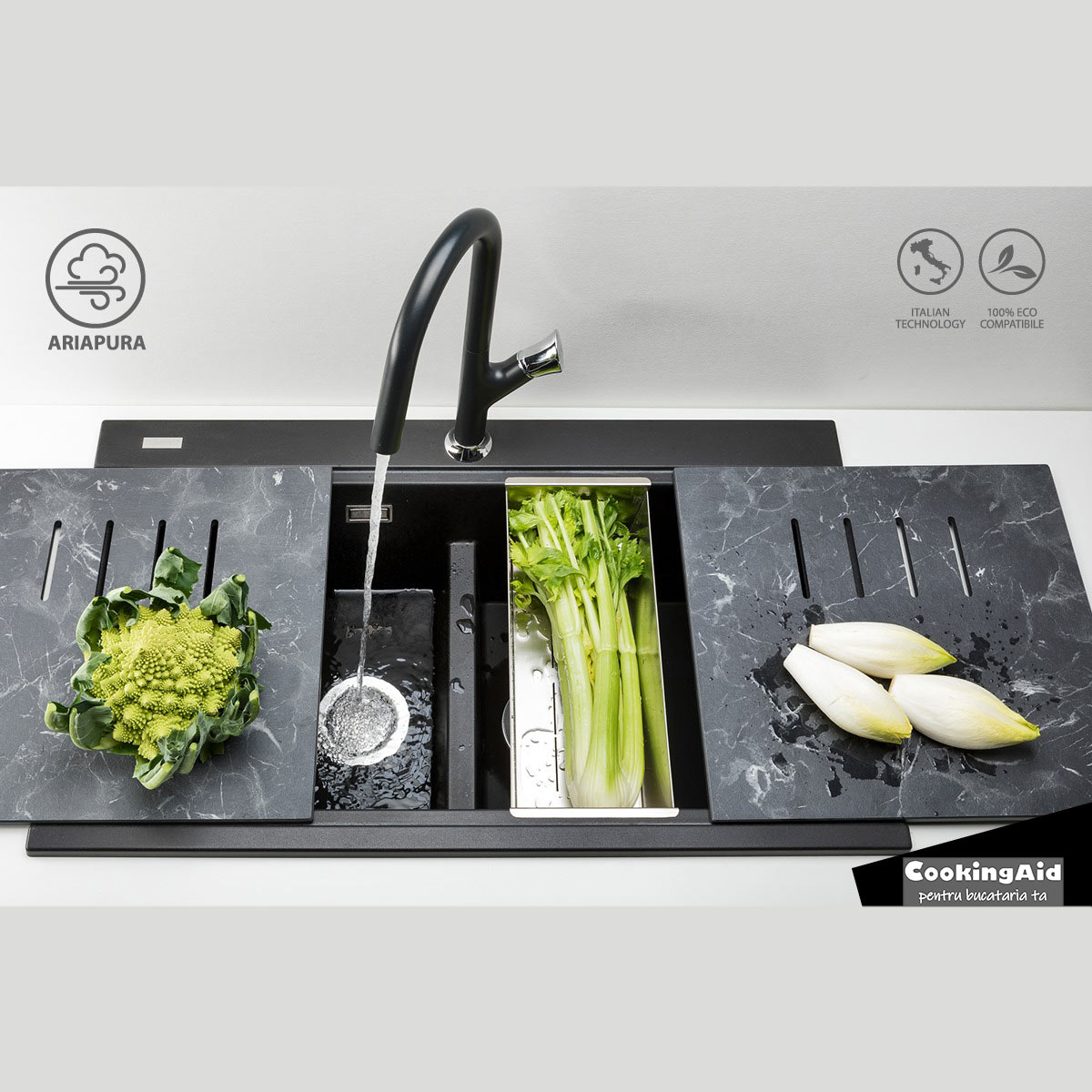 Chiuveta-Bucatarie-CookingAid-Kinga-LX8620-negru-metalic-tocatoare-ABS-Ardesia-1