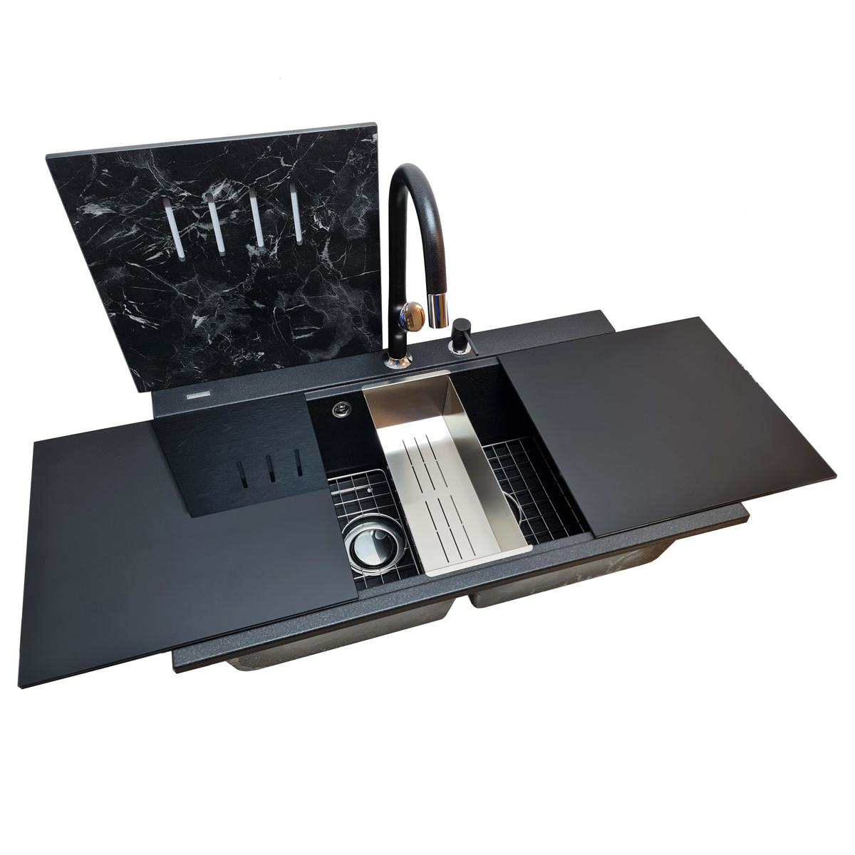 Chiuveta-Bucatarie-CookingAid-Kinga-LX8620-negru-metalic-tocatoare-ABS-Ardesia-10