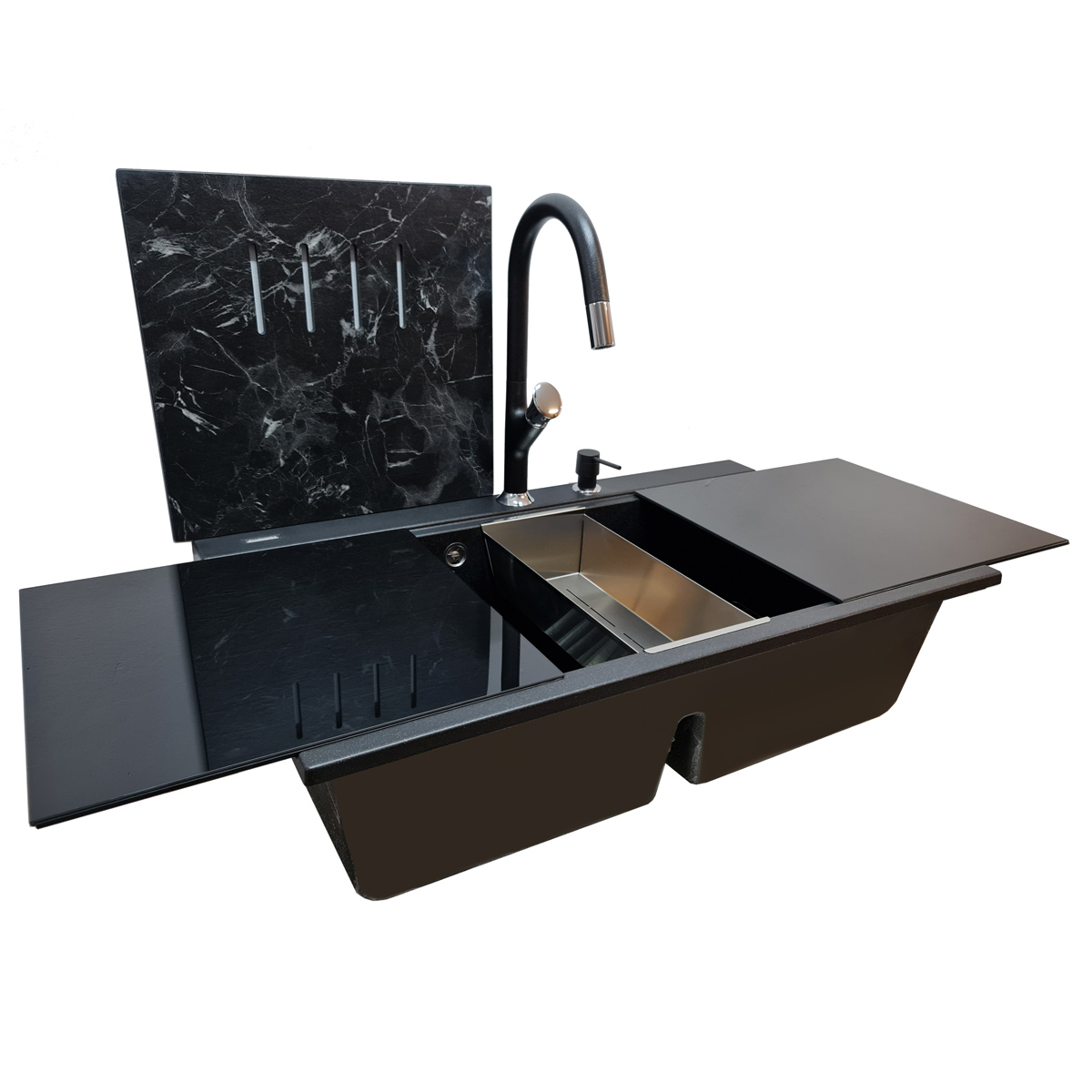 Chiuveta-Bucatarie-CookingAid-Kinga-LX8620-negru-metalic-tocatoare-ABS-Ardesia-11