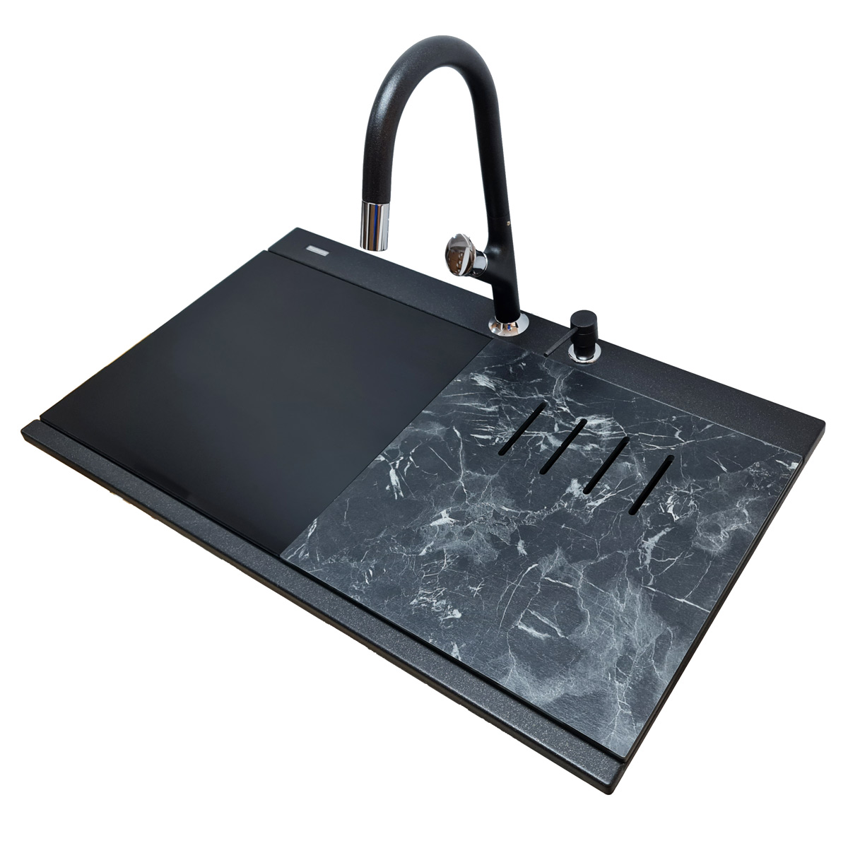Chiuveta-Bucatarie-CookingAid-Kinga-LX8620-negru-metalic-tocatoare-ABS-Ardesia-13