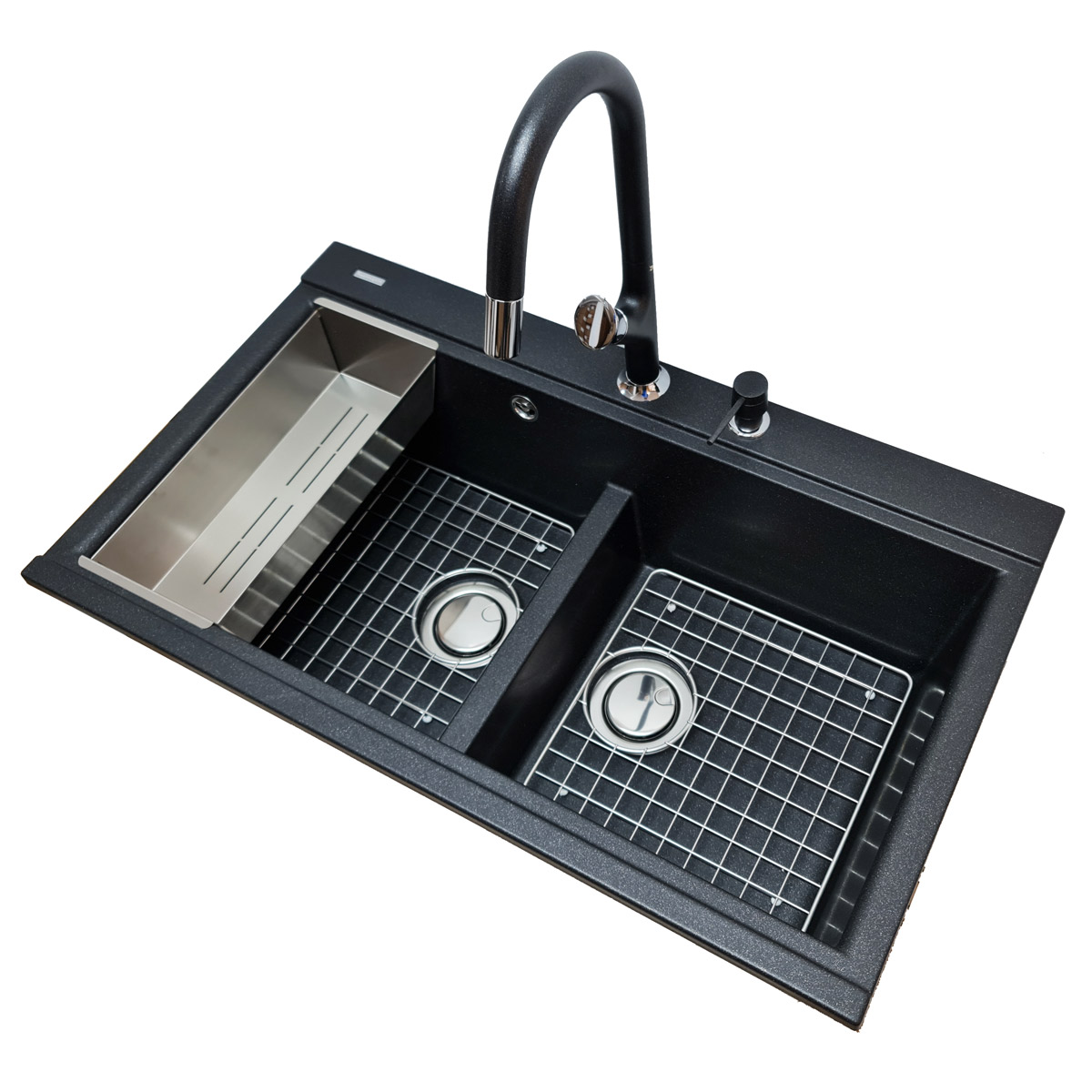 Chiuveta-Bucatarie-CookingAid-Kinga-LX8620-negru-metalic-tocatoare-ABS-Ardesia-18