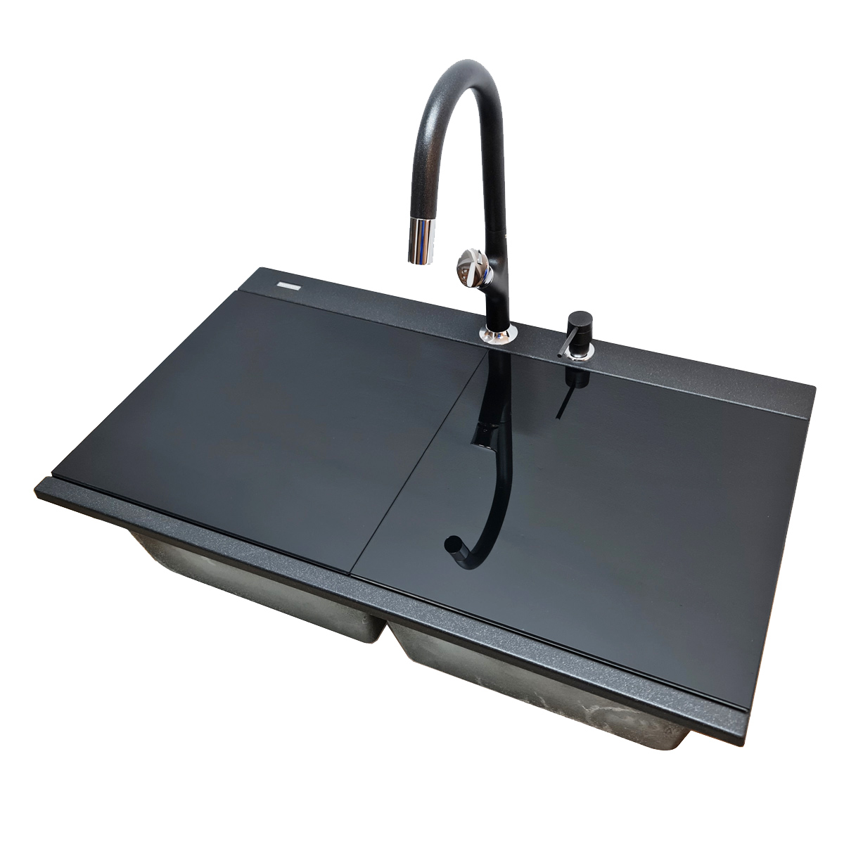 Chiuveta-Bucatarie-CookingAid-Kinga-LX8620-negru-metalic-tocatoare-ABS-Ardesia-6