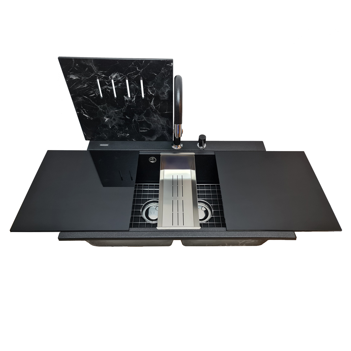 Chiuveta-Bucatarie-CookingAid-Kinga-LX8620-negru-metalic-tocatoare-ABS-Ardesia-9