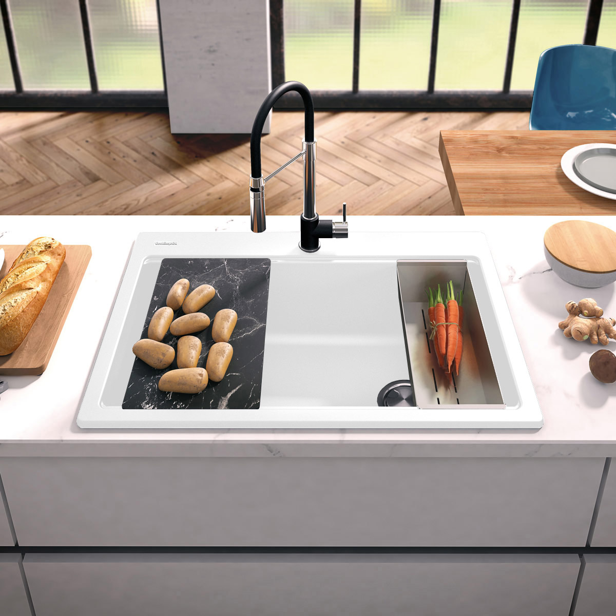 Chiuveta-Bucatarie-Granit-CookingAid-Cube-ON3322-Polar-white-0