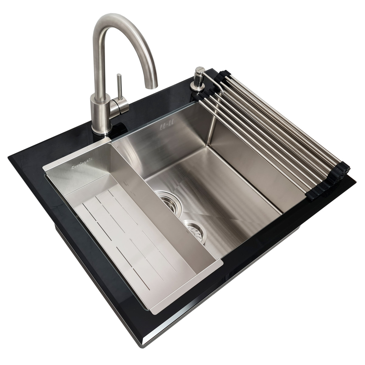Set-chiuveta-bucatarie-inox-adanca-CookingAid-Tempered-Glass-cu-baterie-Kate-Steel-4