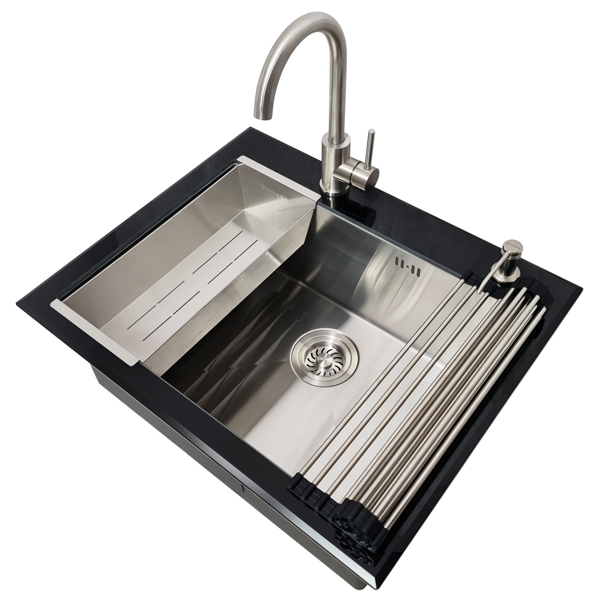Set-chiuveta-bucatarie-inox-adanca-CookingAid-Tempered-Glass-cu-baterie-Kate-Steel-6