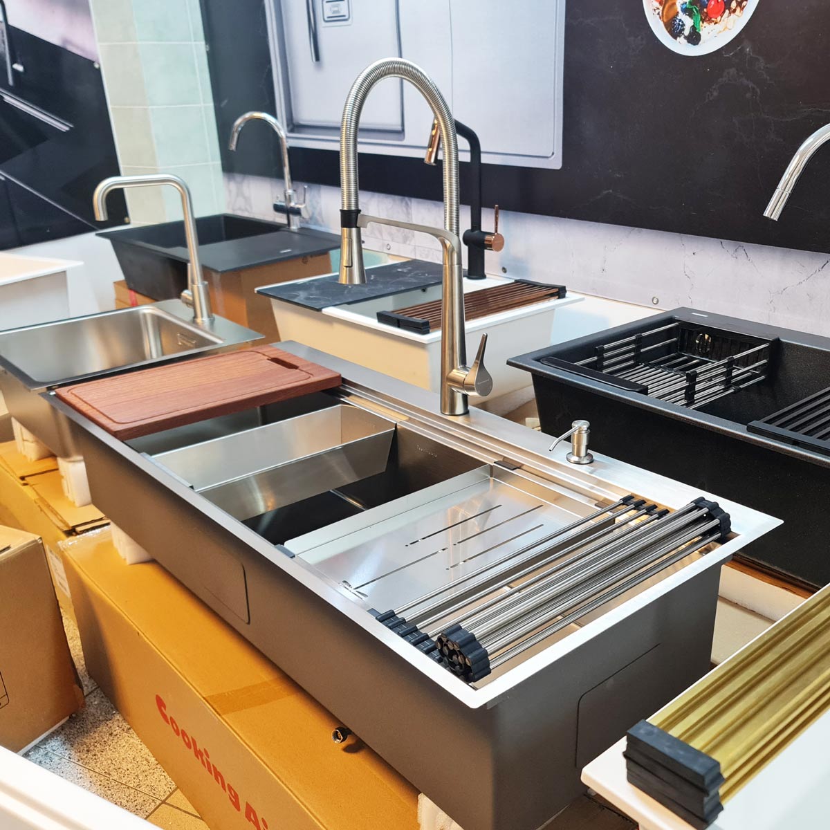 Baterie-bucatarie-granit-neagra-CookingAid-Newmix-Steel-26
