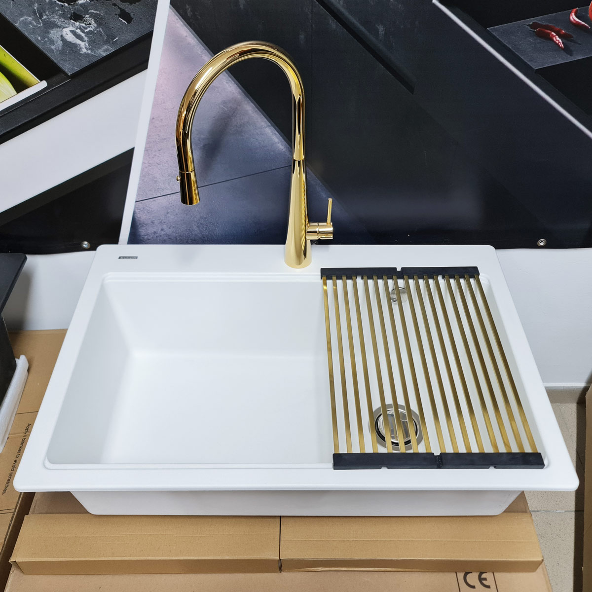 Chiuveta-Bucatarie-Granit-CookingAid-Cube-ON3322-Polar-White-Baterie-Newmix-Gold-1