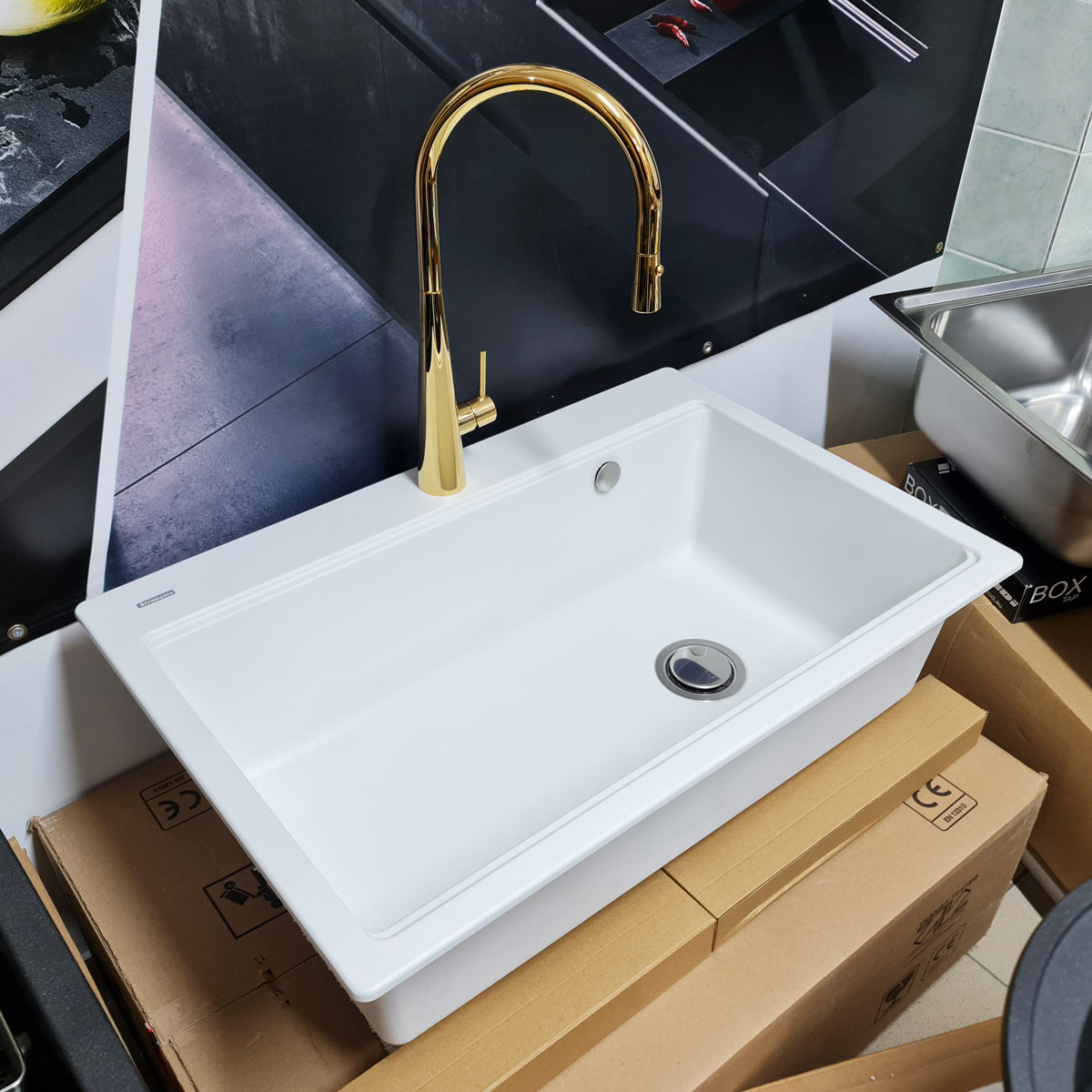 Chiuveta-Bucatarie-Granit-CookingAid-Cube-ON3322-Polar-White-Baterie-Newmix-Gold-5