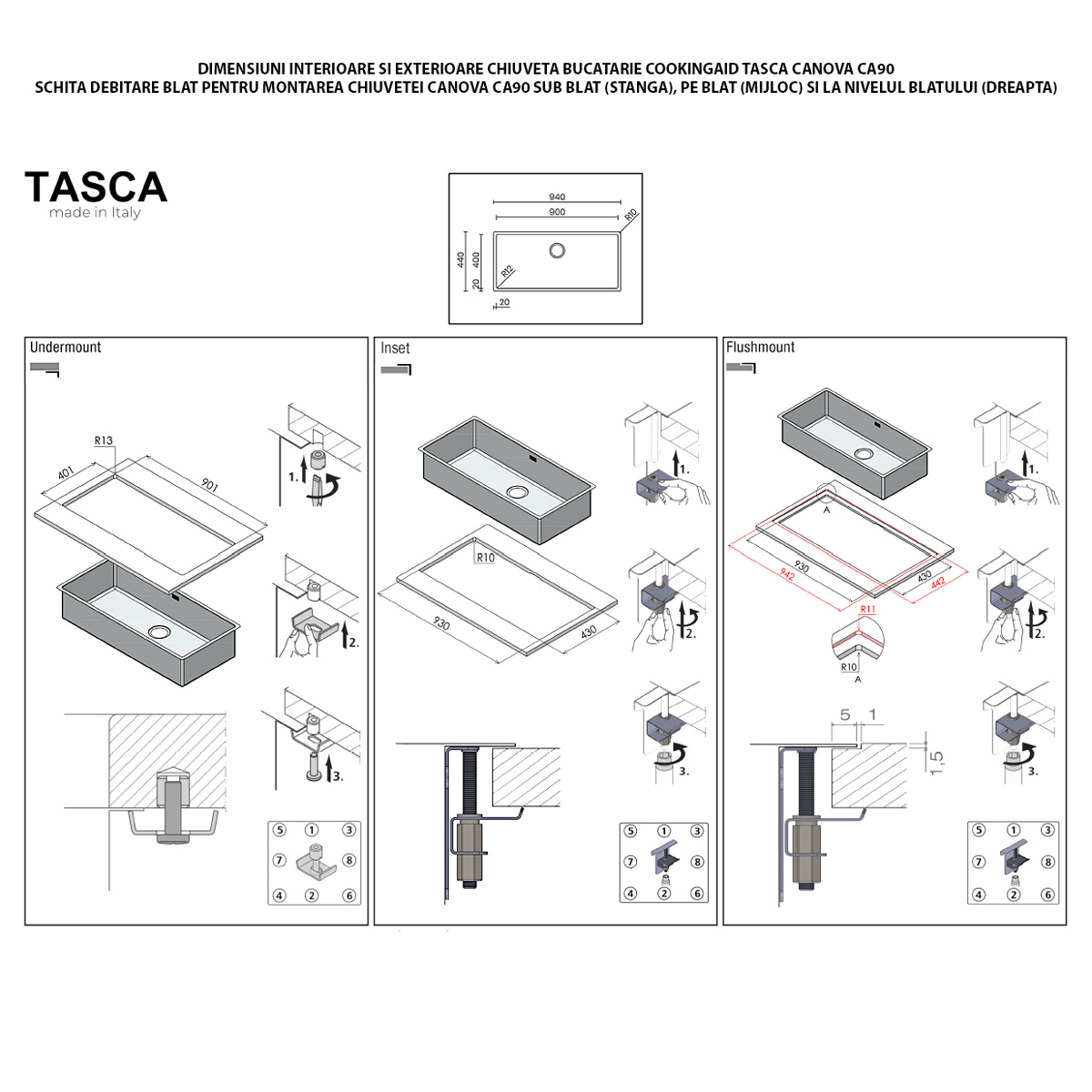 Chiuveta-bucatarie-Inox-CookingAid-Tasca-Canova-CA90-Workstation-schita-debitare-blat