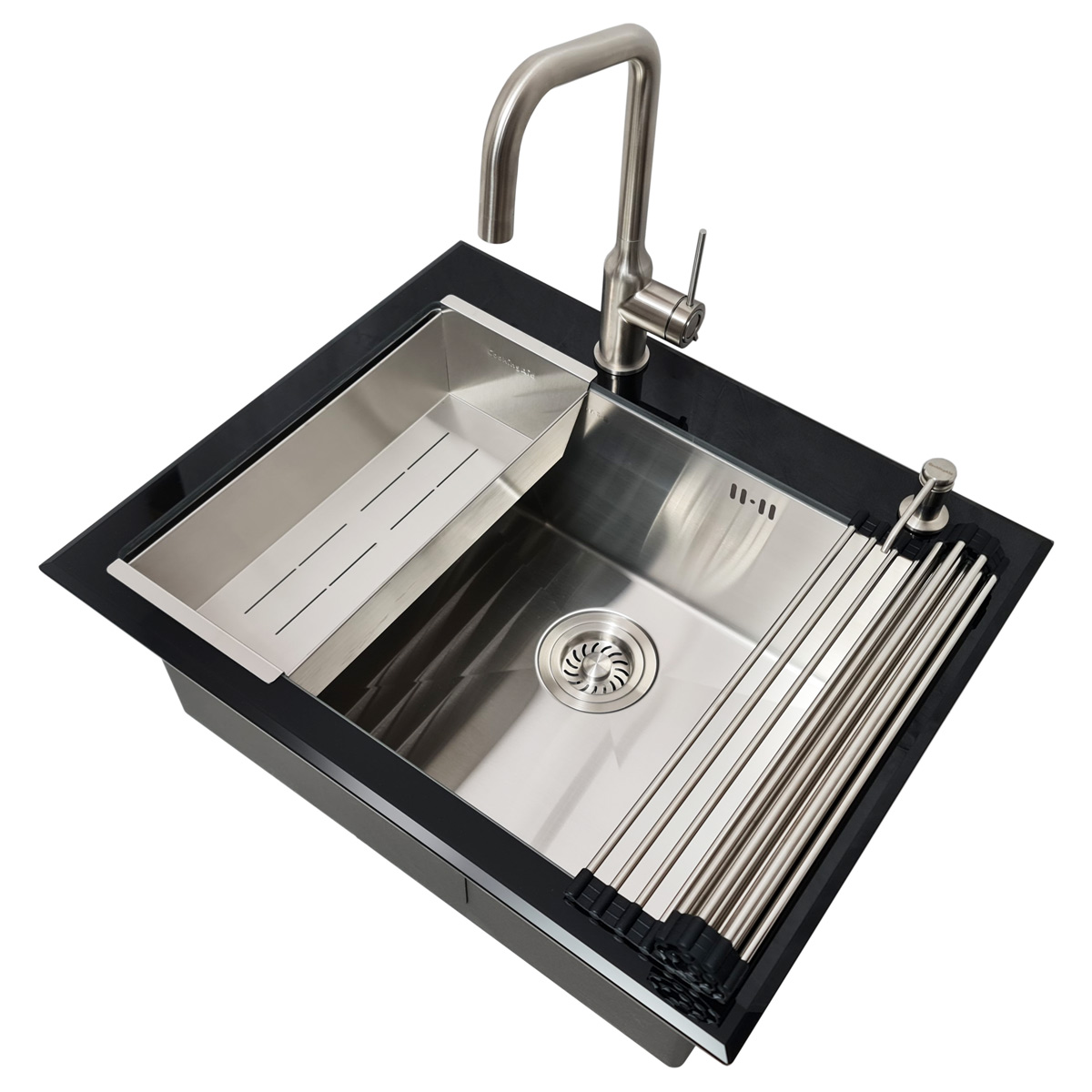 Set-chiuveta-bucatarie-inox-adanca-CookingAid-Tempered-Glass-cu-baterie-Natalie-Steel-5