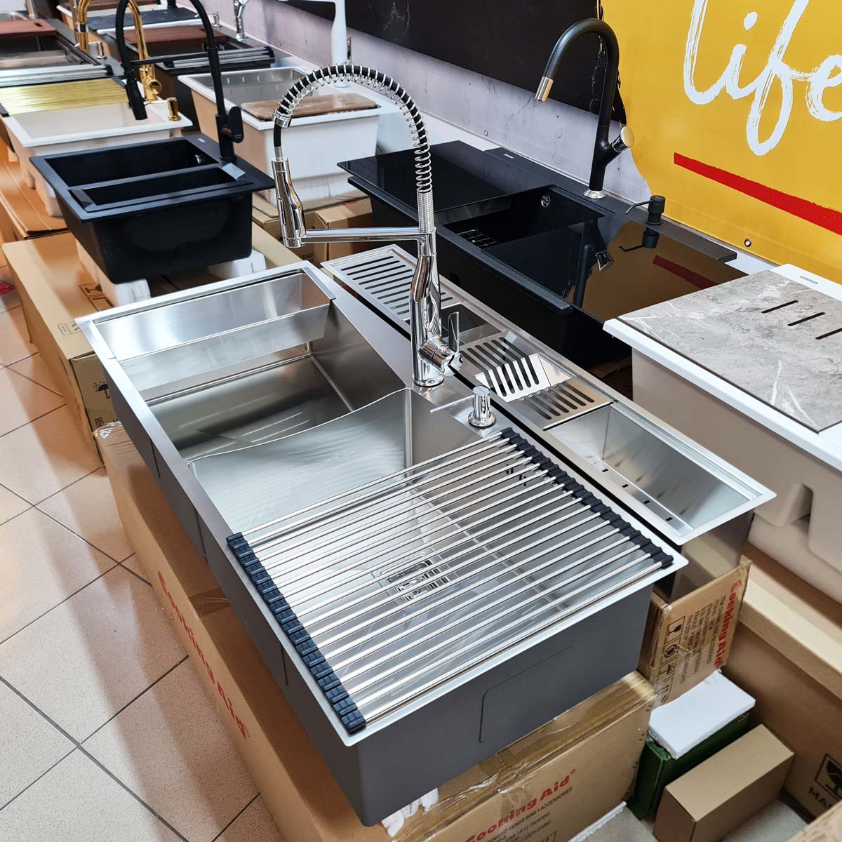 Chiuveta-ingusta-scurgere-tip-rigola-canal-jgheab-drenare-Channel-sink-108cm-cu-4-accesorii-si-baterie-Neo-Spring-chrome-2