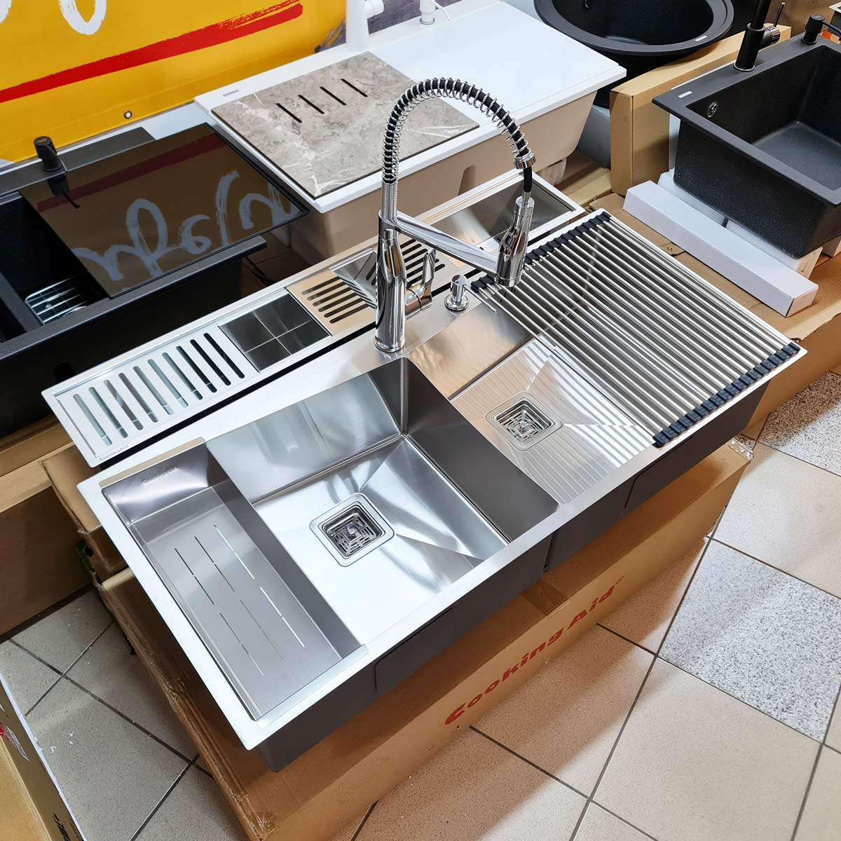 Chiuveta-ingusta-scurgere-tip-rigola-canal-jgheab-drenare-Channel-sink-108cm-cu-4-accesorii-si-baterie-Neo-Spring-chrome-5
