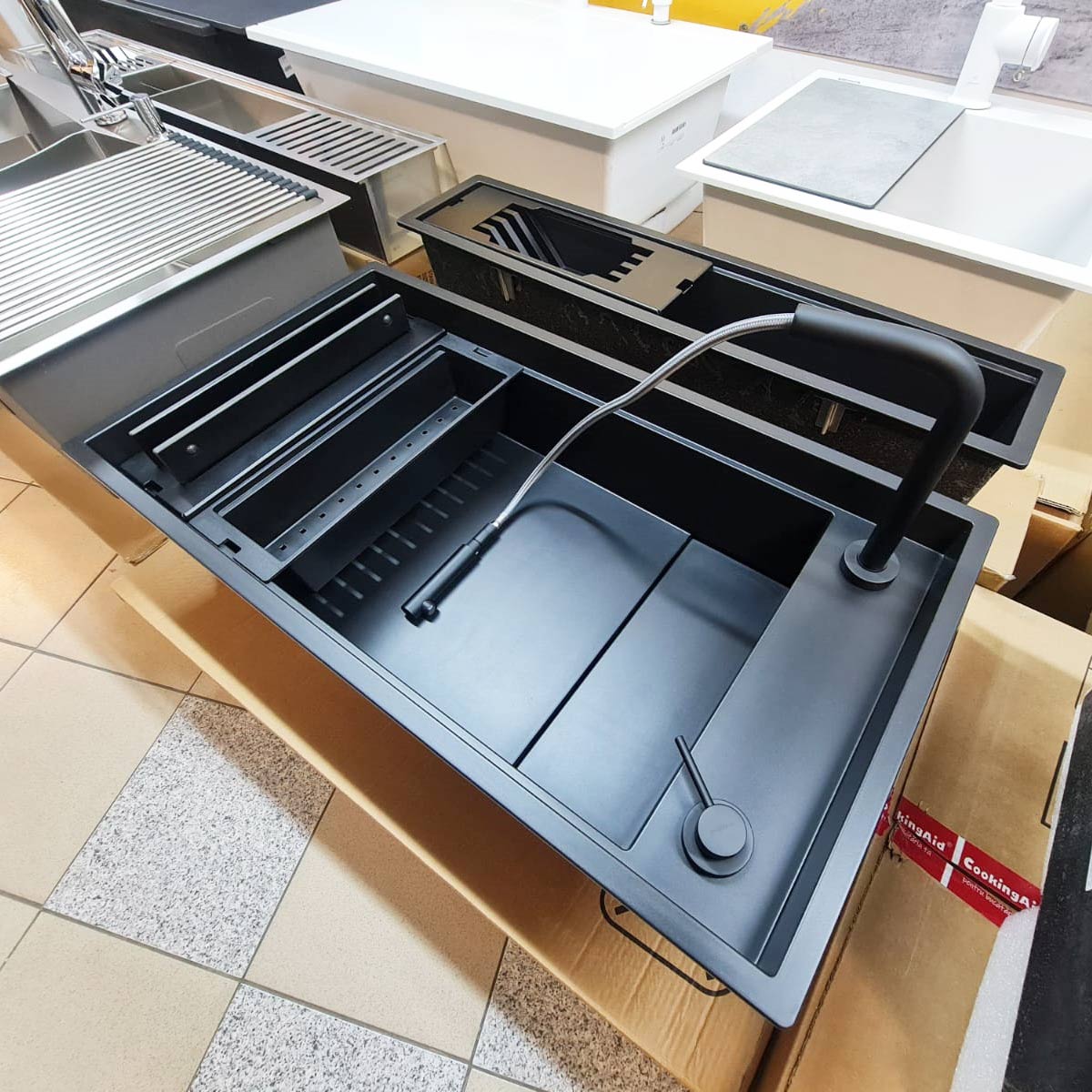 Baterie-bucatarie-telescopica-neagra-extractibila-retractabila-CookingAid-Guglielmi-SP87040-matt-black-Italy-17
