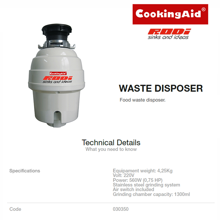 Tocator-resturi-alimentare-CookingAid-Rodi-R300-560W-0.75HP-Premium-8